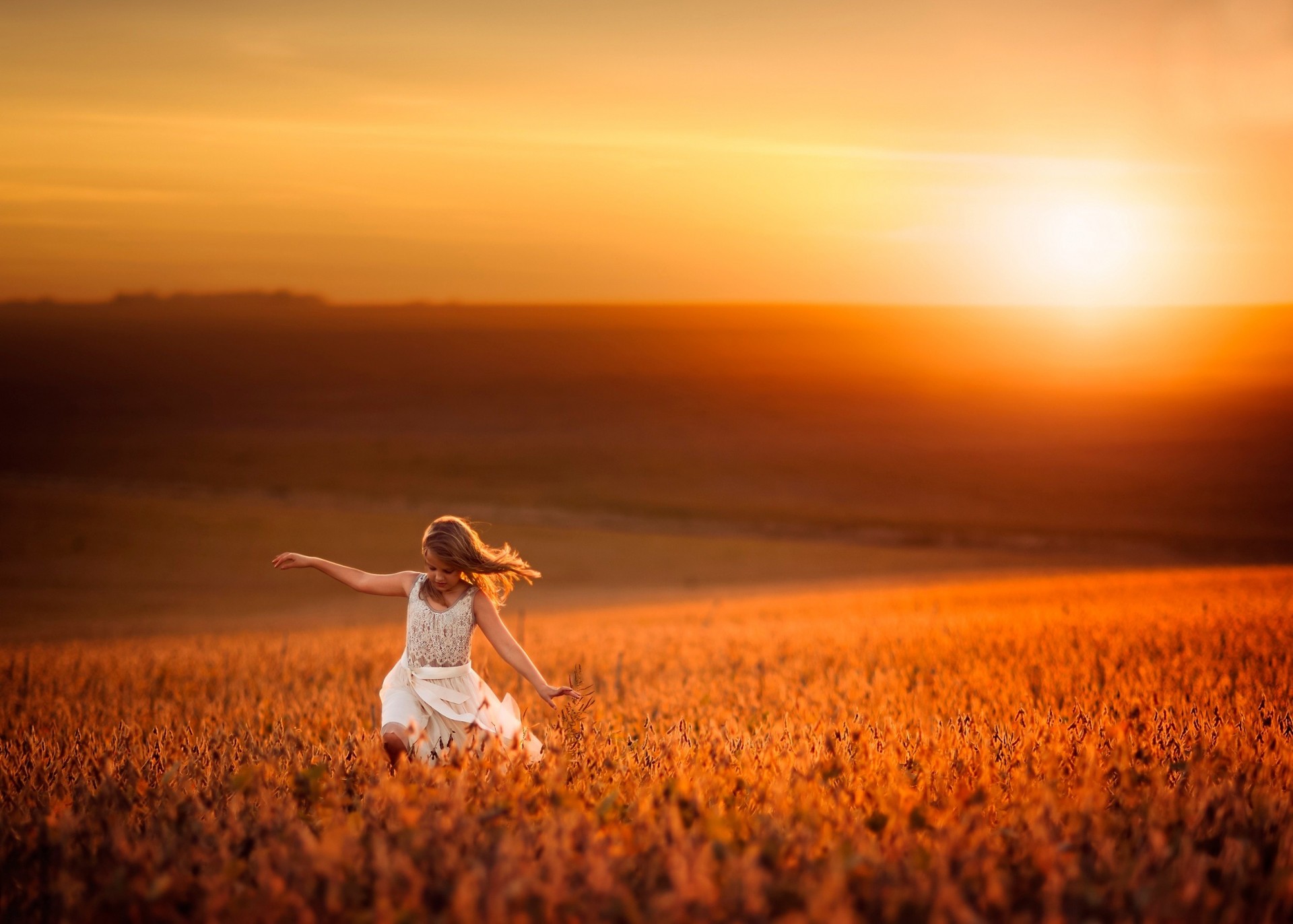 un girl sunset nature wheat light children tuscany