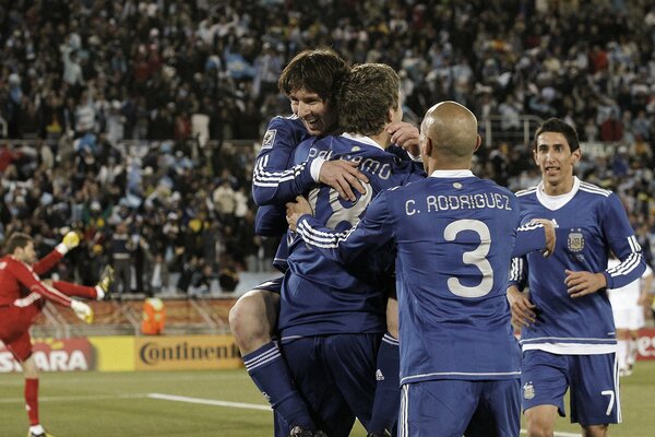 Joyful players of Argentina after scoring a goal