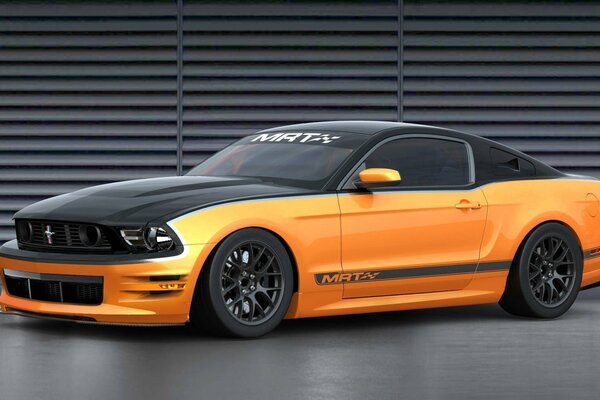 Spectaculaire orange avec noir Ford Mustang