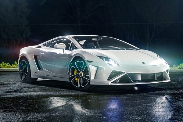 Lamborghini supercar car. White LP560-4 2013