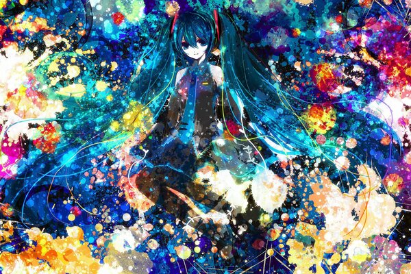 Anime miku background of paints