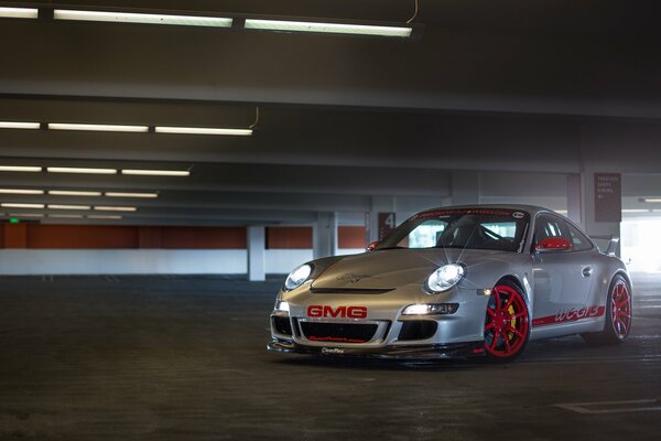 Tuned silver Porsche