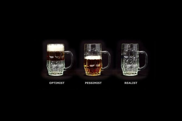 Variety of beer in beer mugs