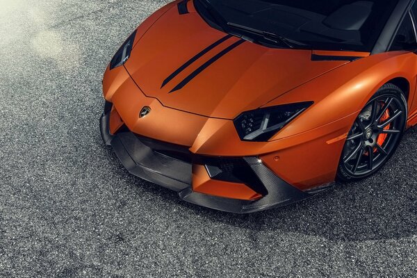 Orange Lamborghini tuning supercar