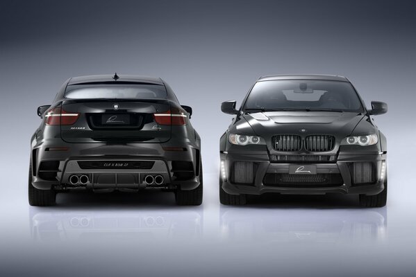 Black BMW x6 rear and front view