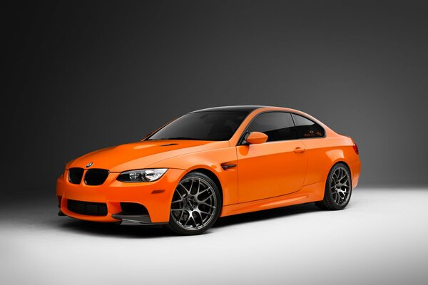 Orange BMW in the studio for a photo shoot