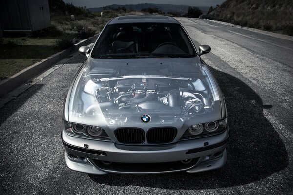 Unusual airbrushing on the hood of the boomer, as if you can see all the insides of the car