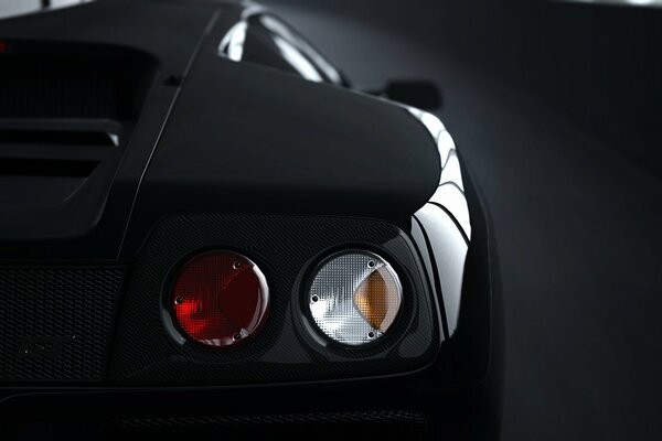 Black Lamborghini on the night road