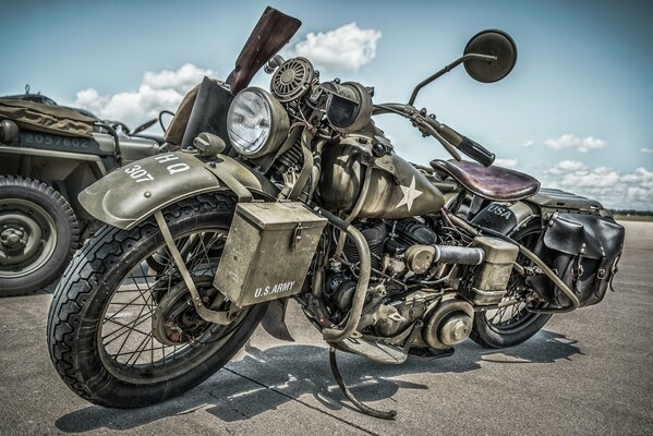 Amerikanisches Militärmotorrad Harley 1945