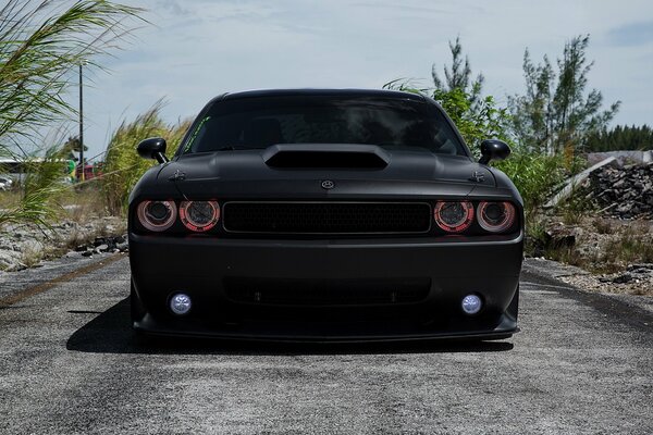 Samochód dodge challenger czarno-matowy