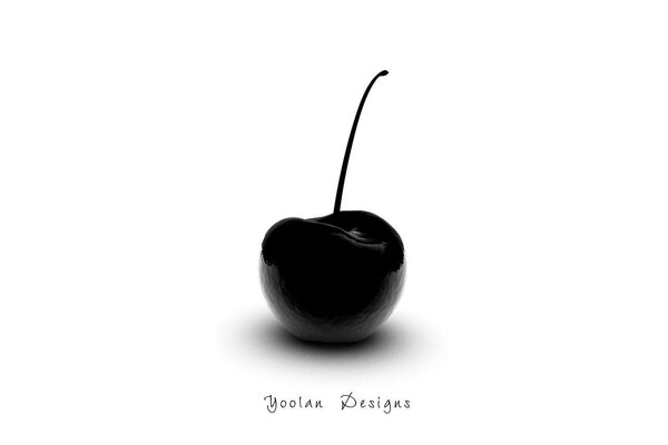 Minimalism black cherry on a white background