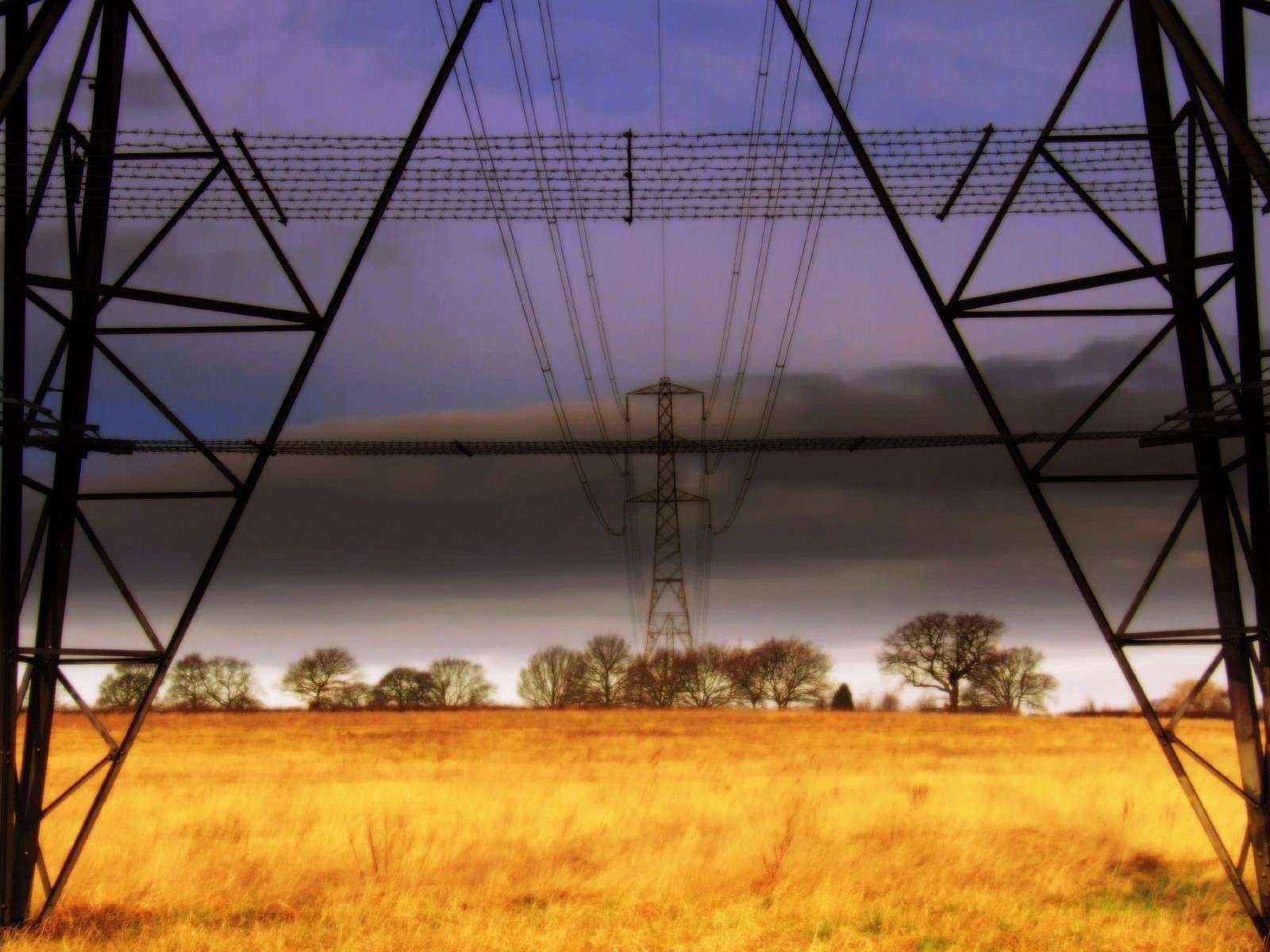 campo alambres líneas eléctricas