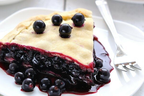 A piece of pie with blueberries