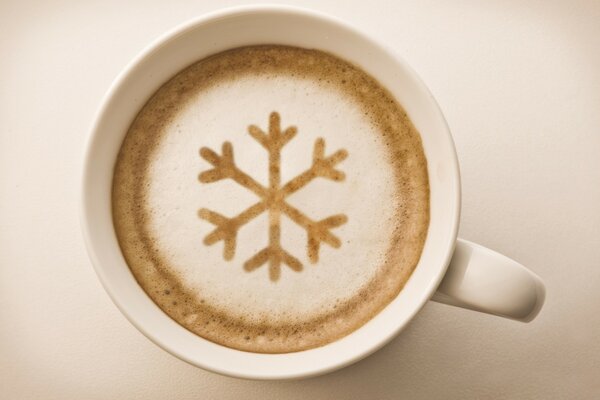 Hot snowflake in cold coffee