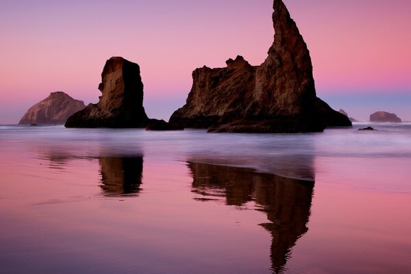 Riflessione delle rocce sulla riva