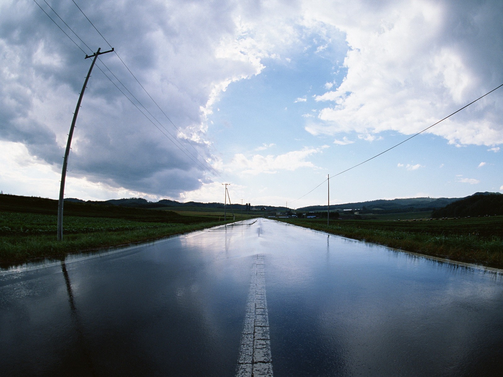 road post water rain