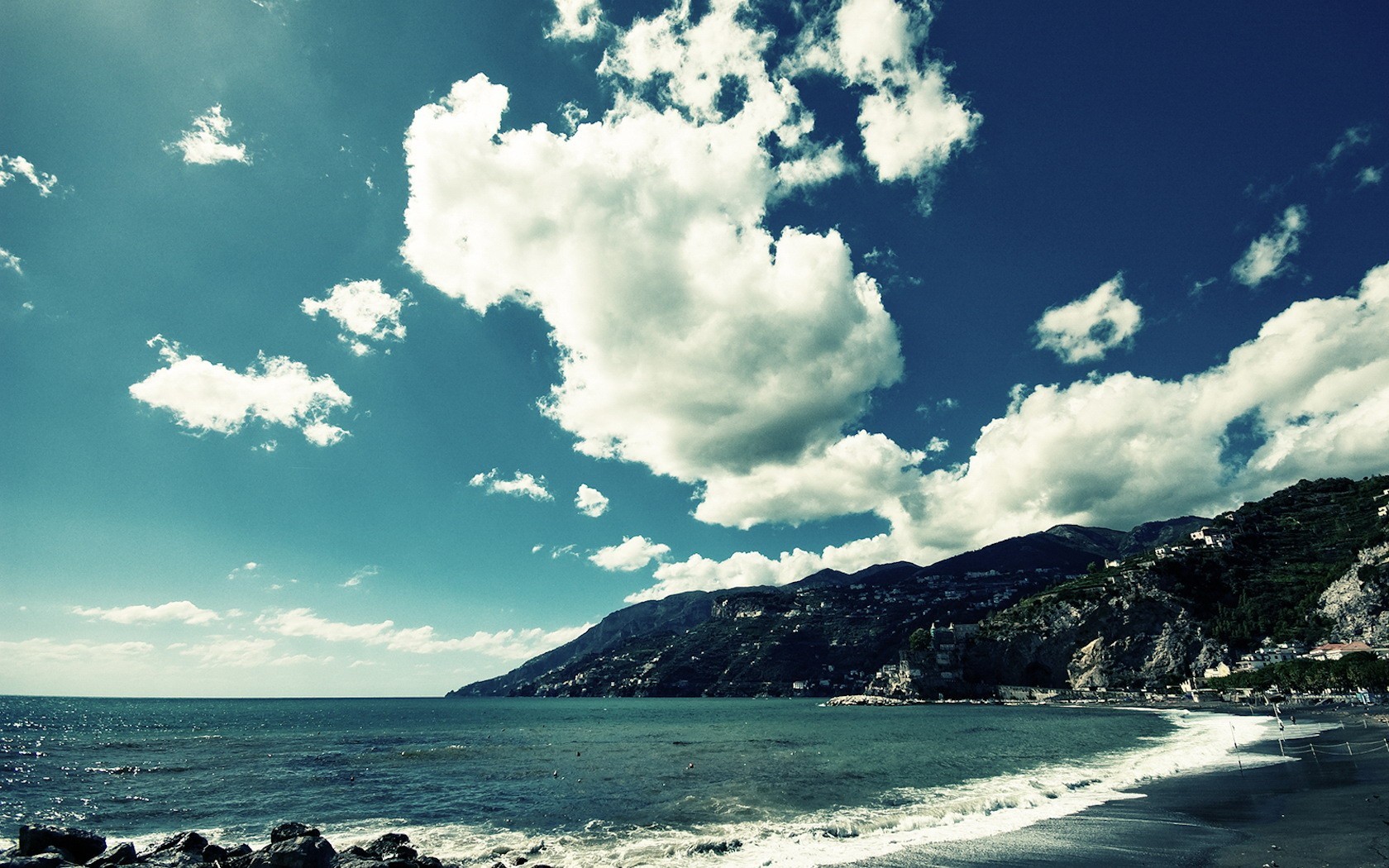 meer wolken ufer strand