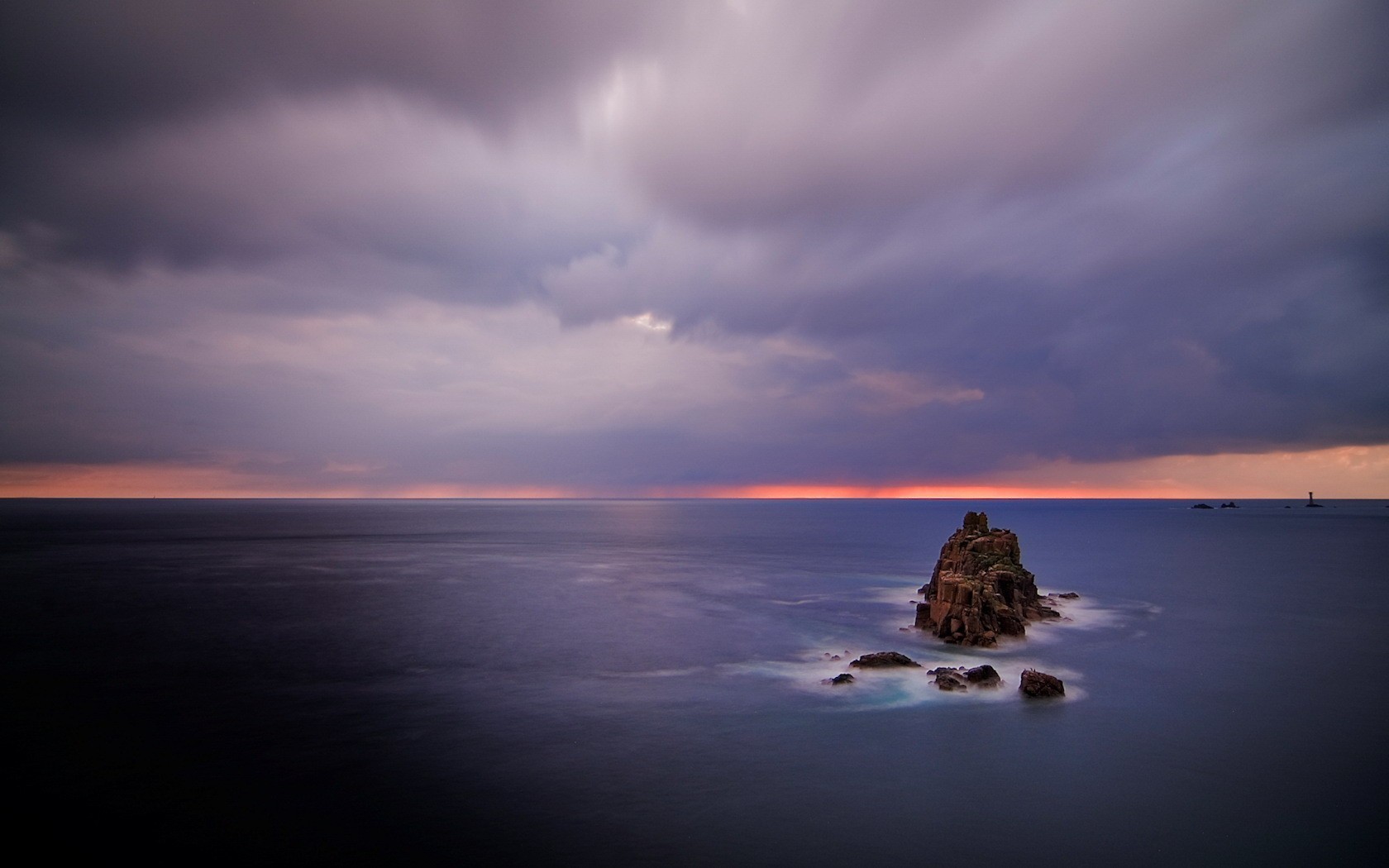 clouds horizon rock sea