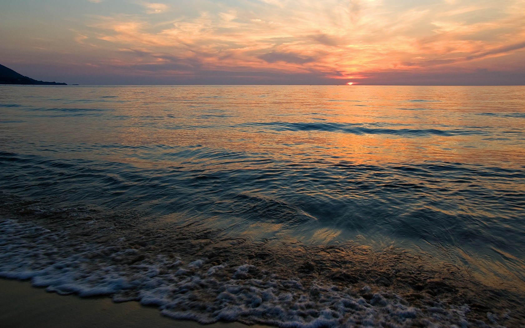 mare sole tramonto riva calma