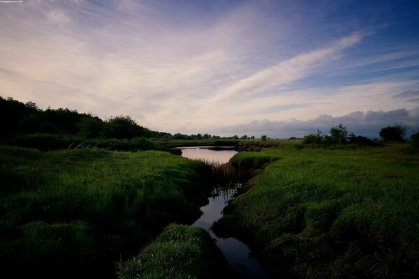 Landscape with a river and a beautiful sky