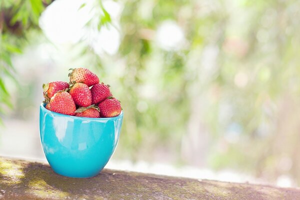 Una tazza di deliziose fragole fresche e succose