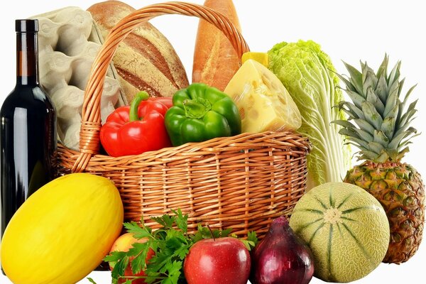 A full basket of picnic products