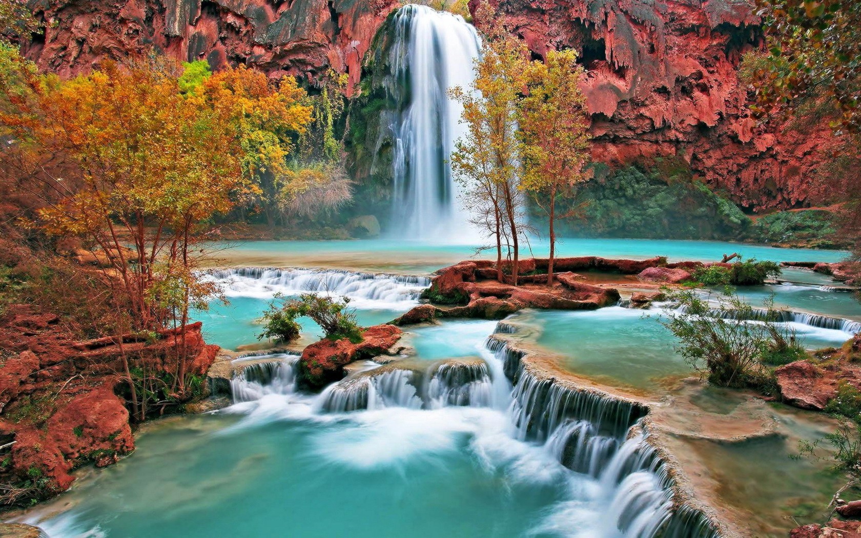 wasserfall bäume