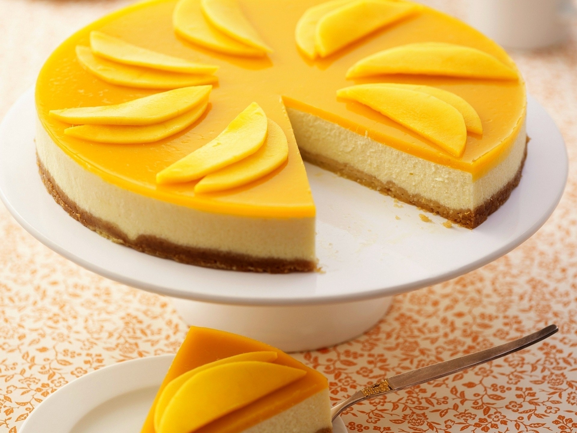 cheesecake fruits cake mango food sweet dessert