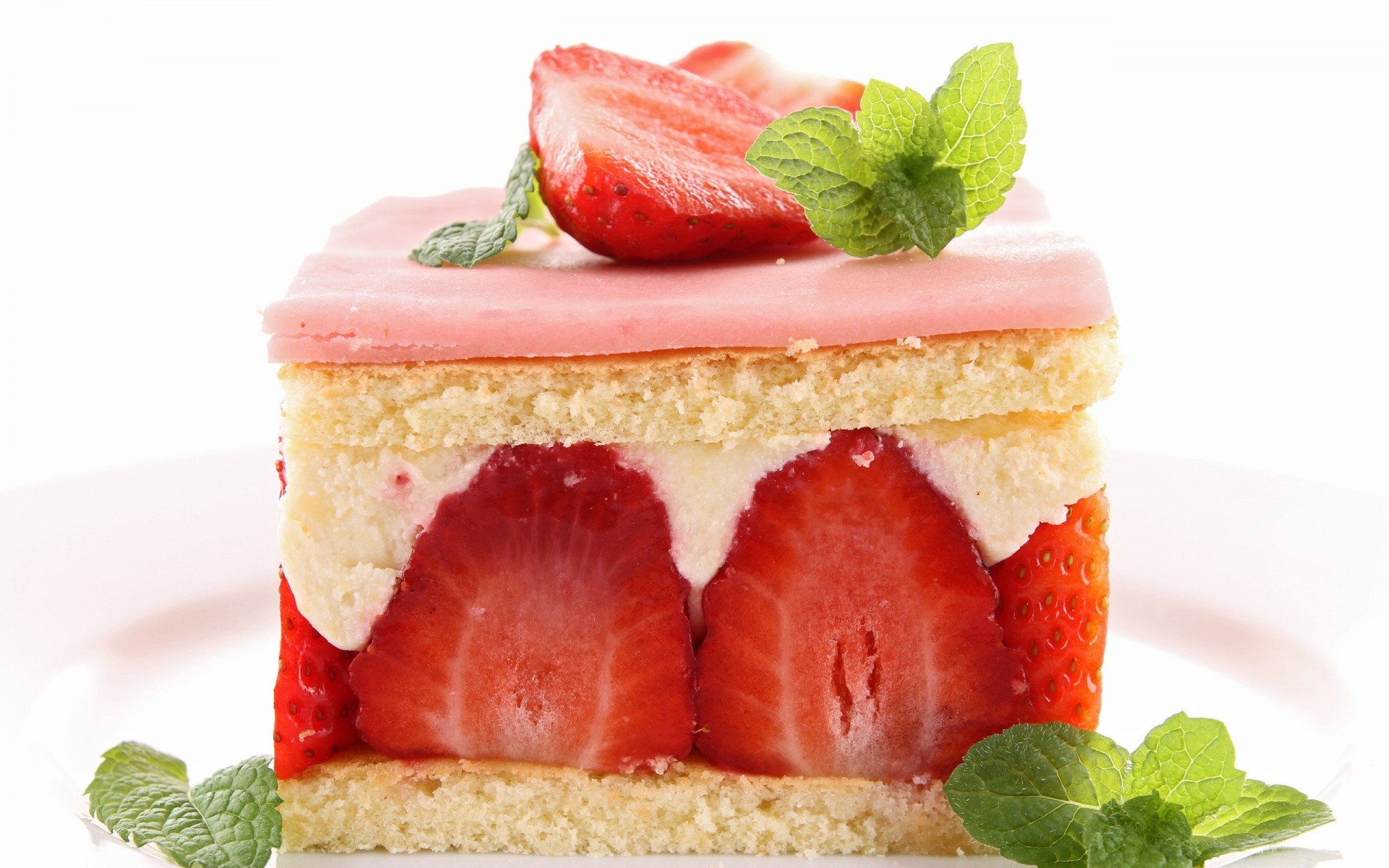 cake strawberry mint sweet dessert