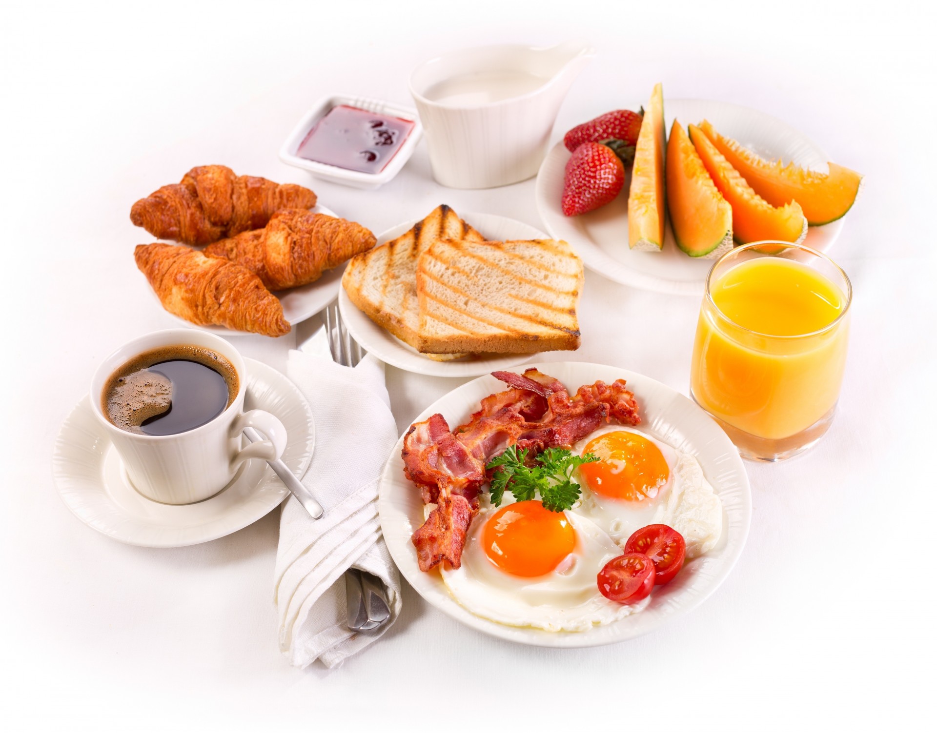 white background breakfast food