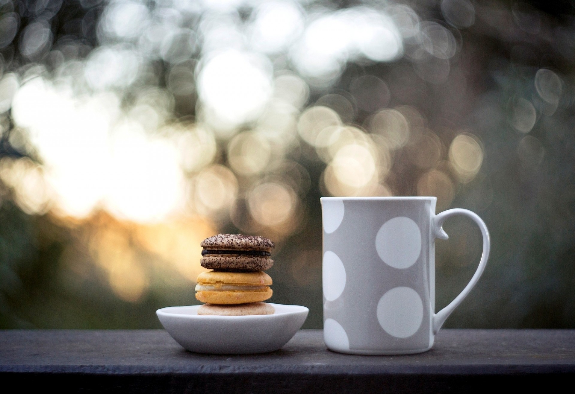 becher bokeh kekse essen süßigkeiten makkaroni tasse