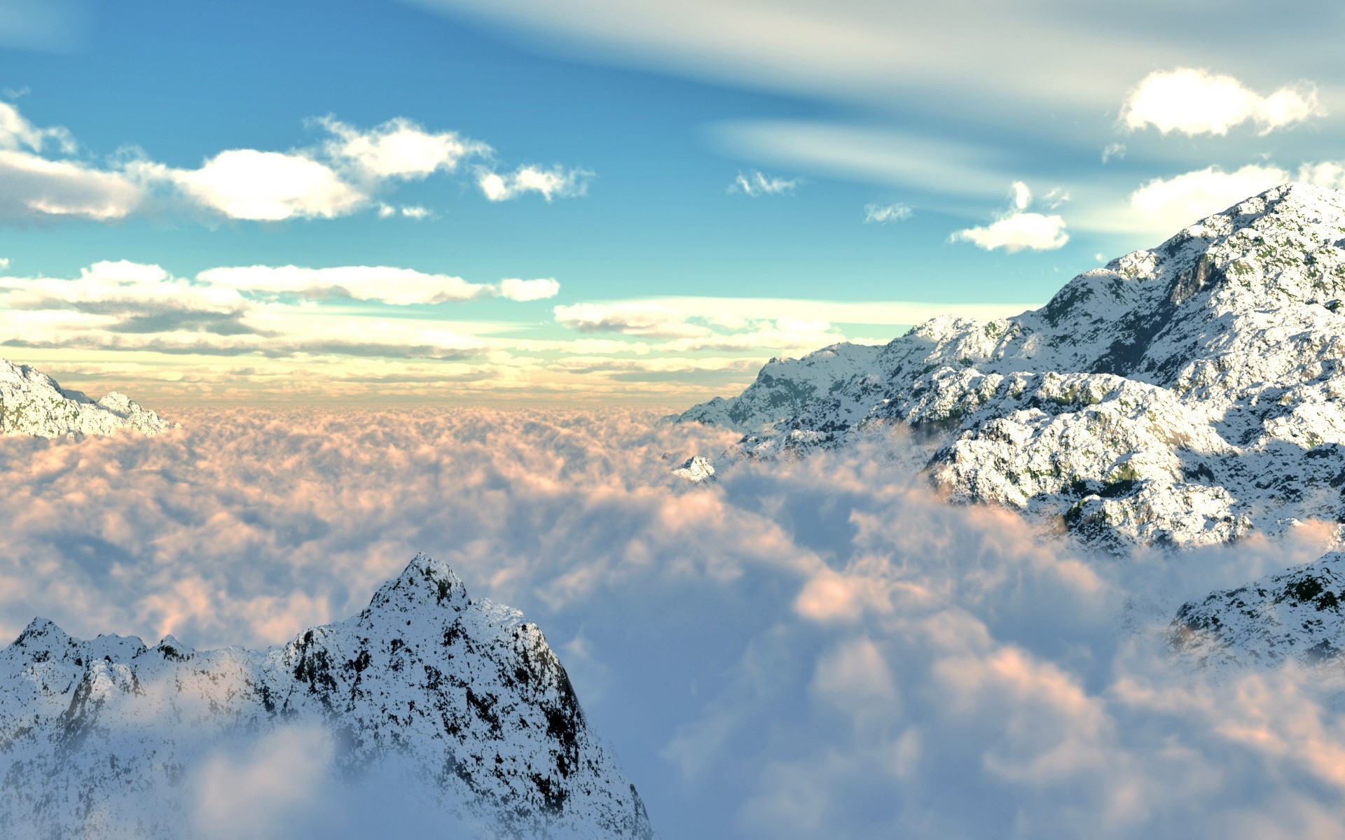 montagnes nuages neige