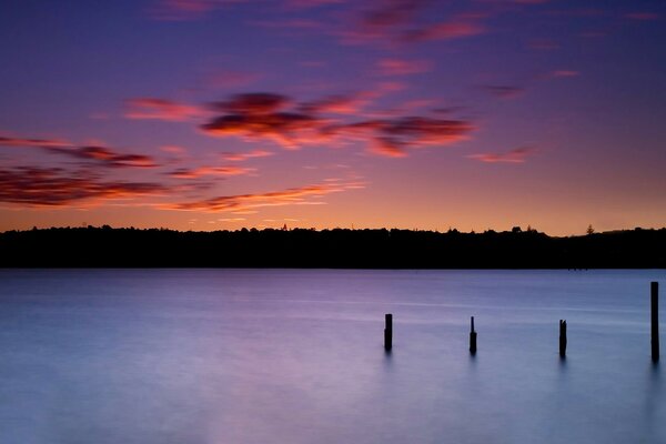 Beautiful sunset on the river bank