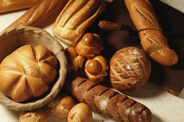 A variety of pastries made from wheat flour