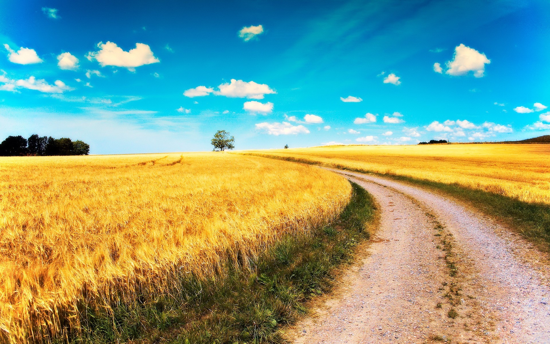 strada campo cielo nuvole