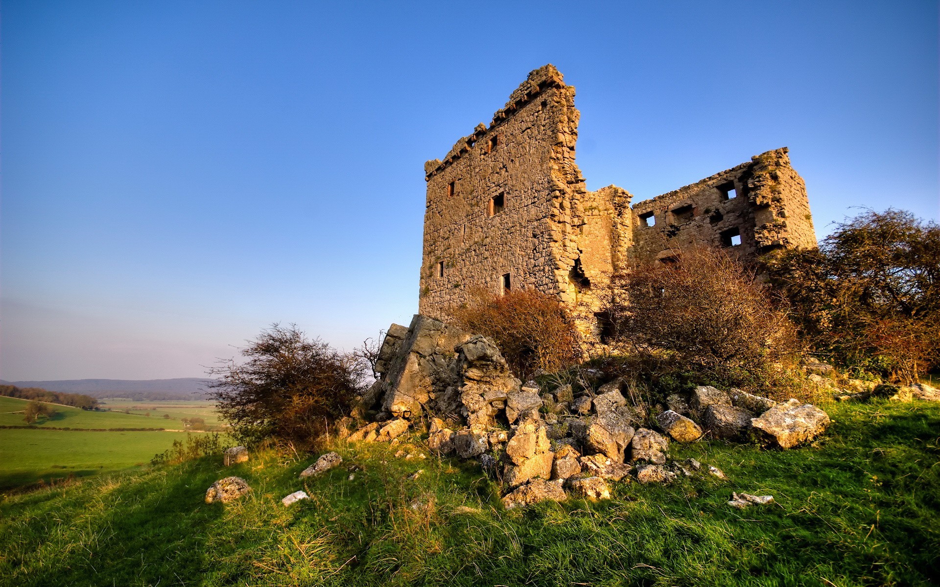 ruins grass sky