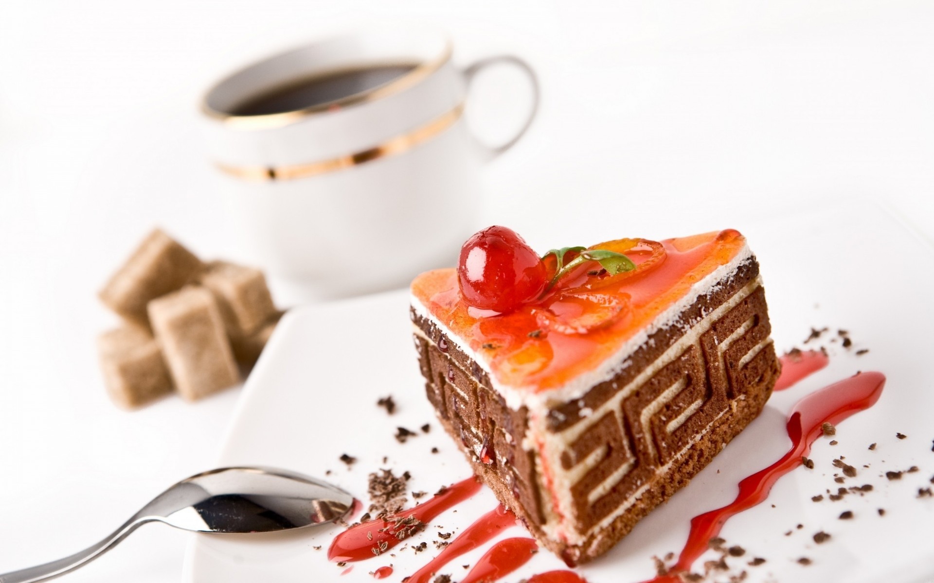 gâteau café cuillère tasse