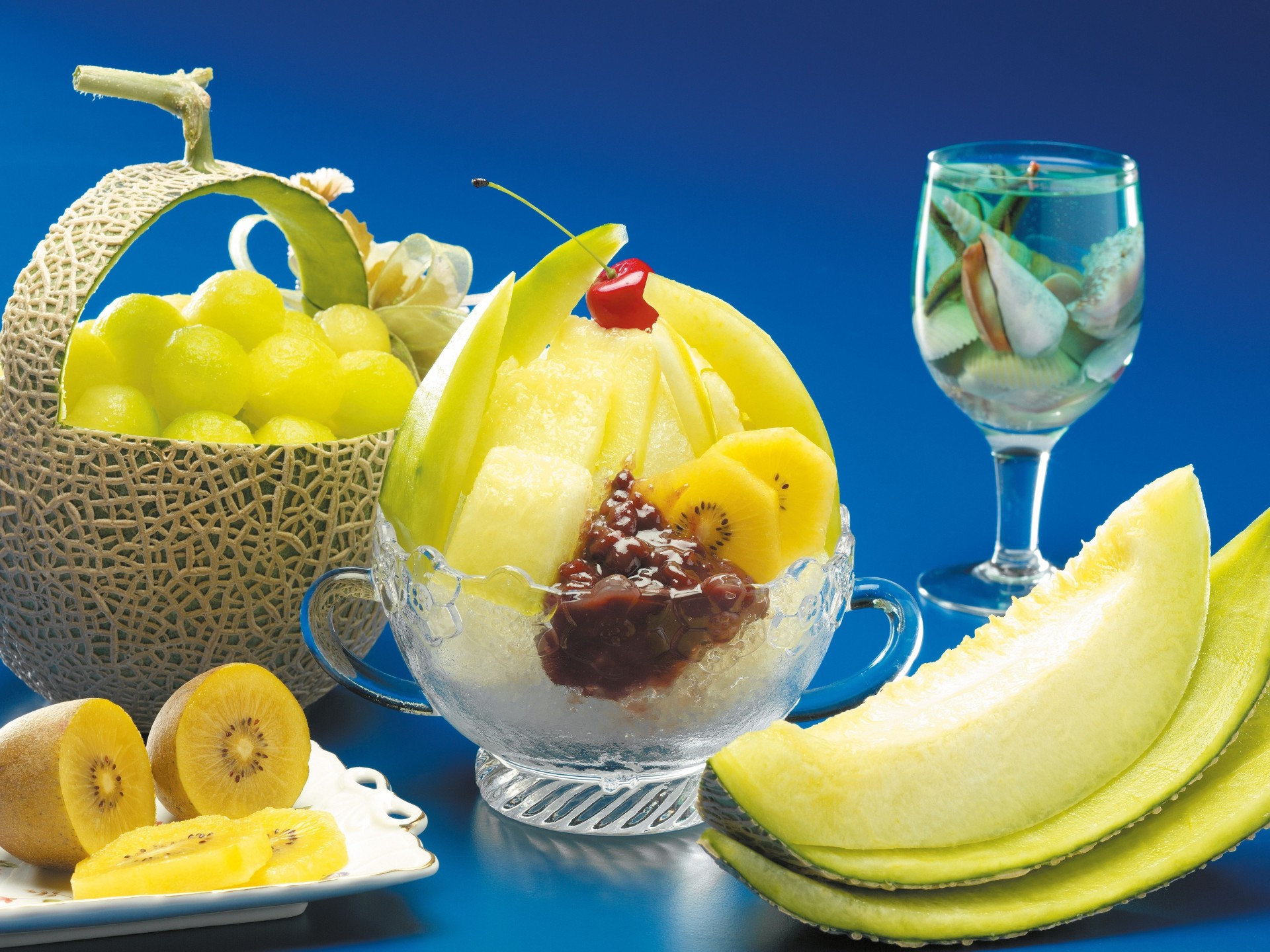 fruits kiwi melon dessert