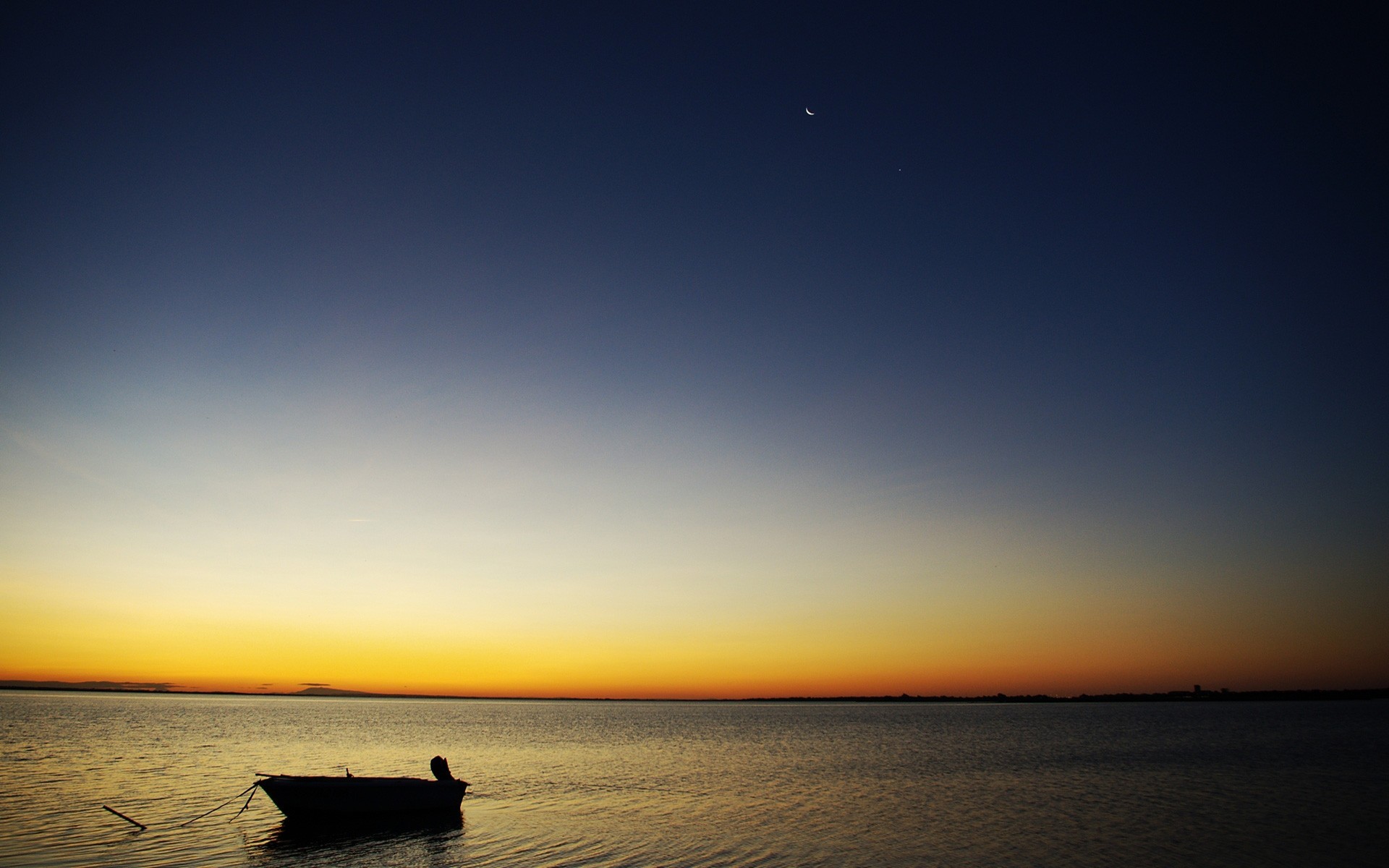 boat sunset night water