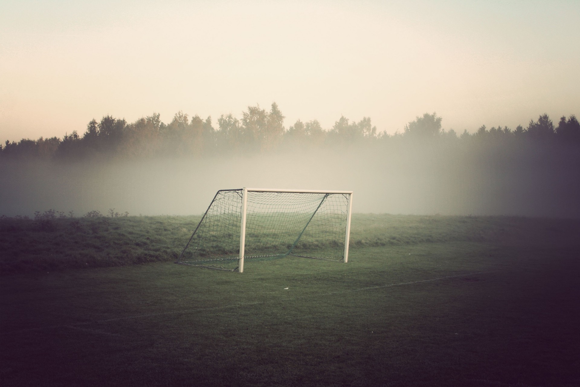 campo cancello calcio foresta nebbia