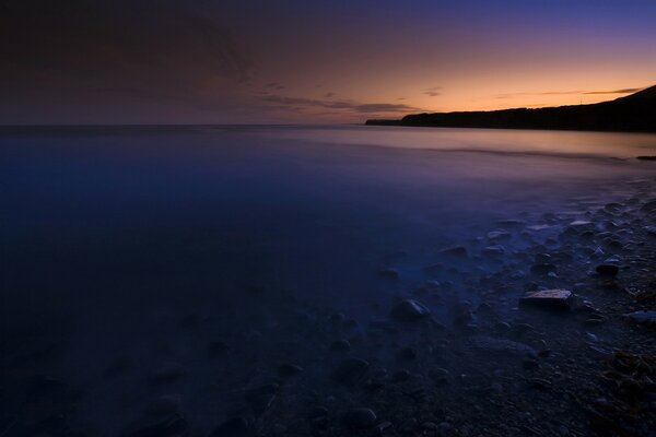 Evening seashore at sunset