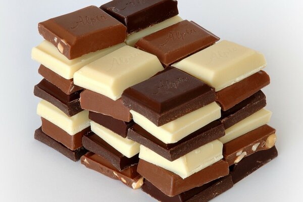 Pyramid of chocolate bar cubes
