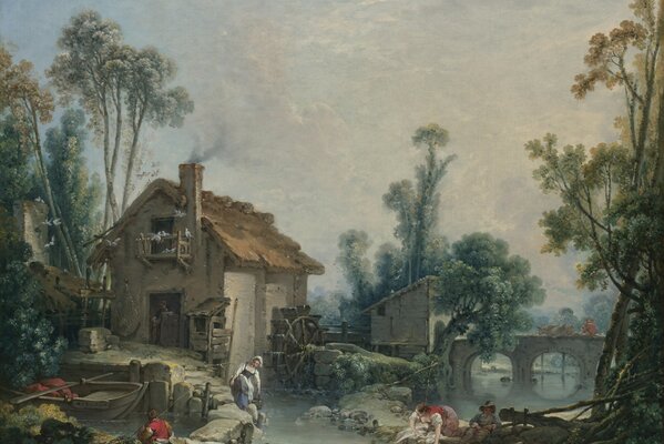 Galleria Nazionale del francese Boucher. Paesaggio con Mulino dannoso