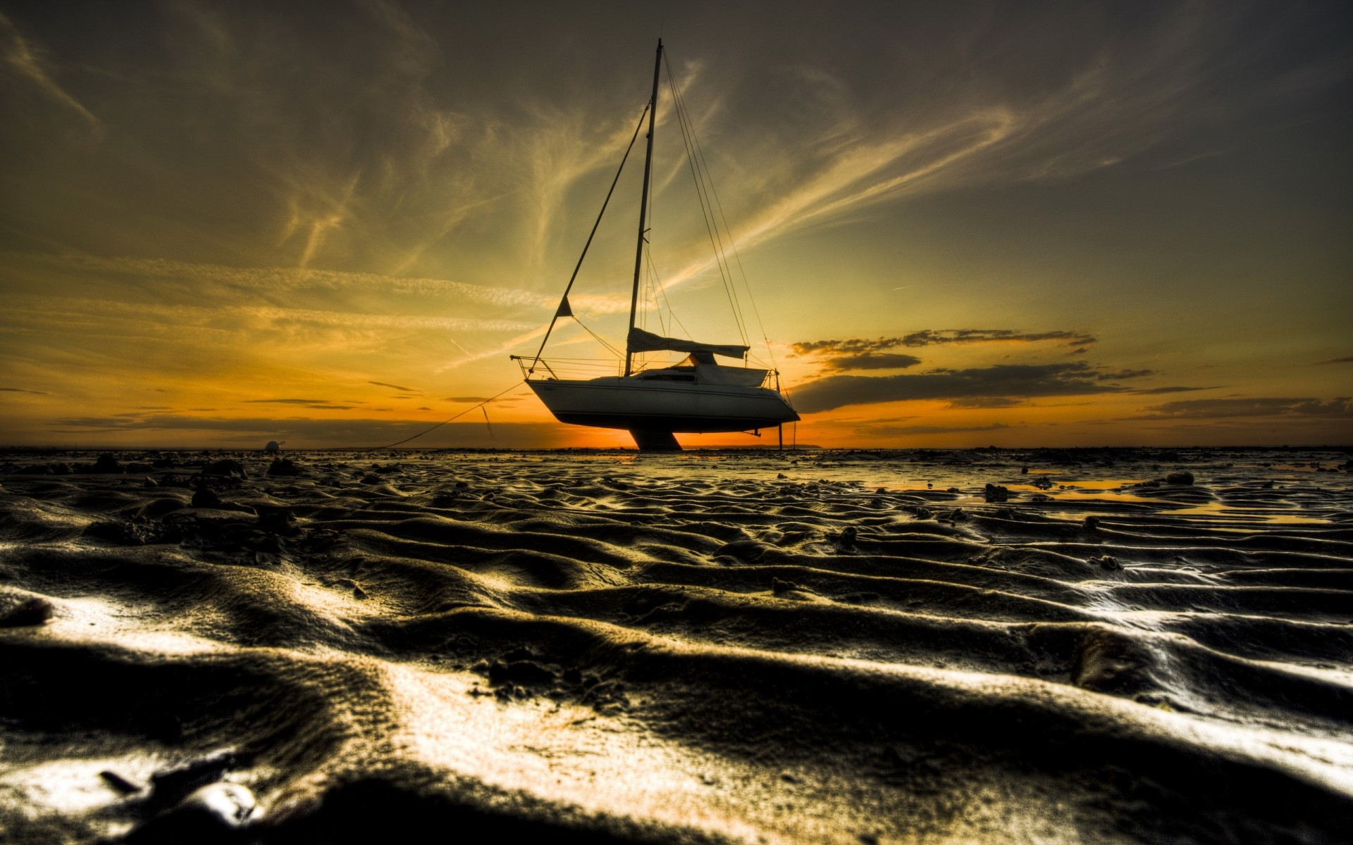 boot sand ufer gestrandet himmel