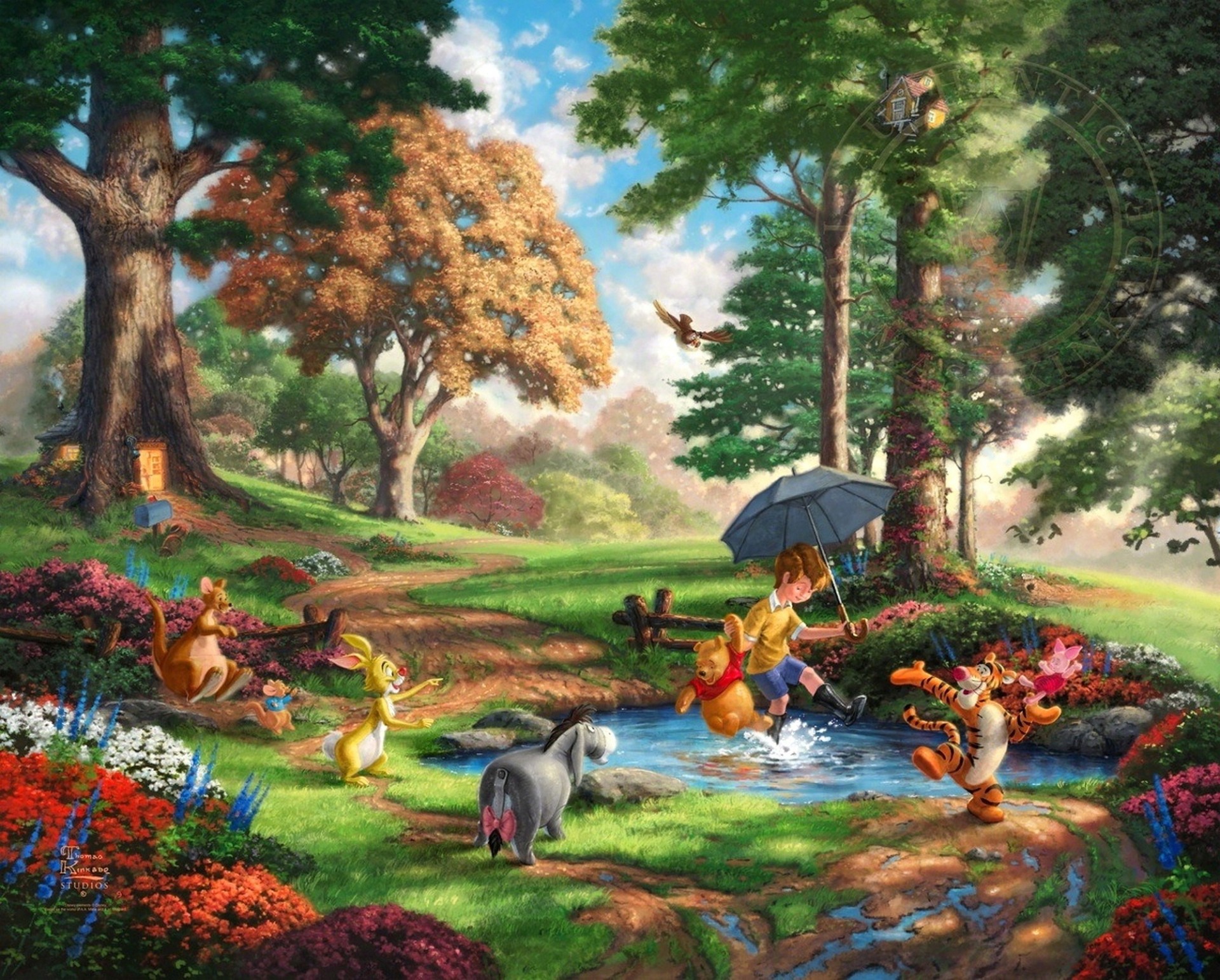 asino arte walt disney foresta fiori legno persone alberi palme tigre lepre thomas kincaid giocattoli winnie the pooh winnie the pooh e tutto-tutto-tutto alan alexander milne christopher robin ru