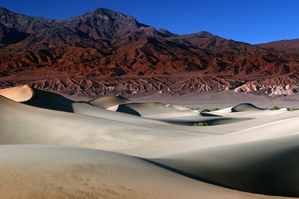 Desert landscape with mountains and sand