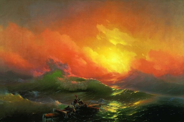 The sea in oil as if alive from the famous painting by Aivazovsky