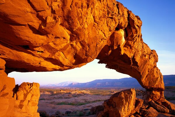 Orange big rock in the desert