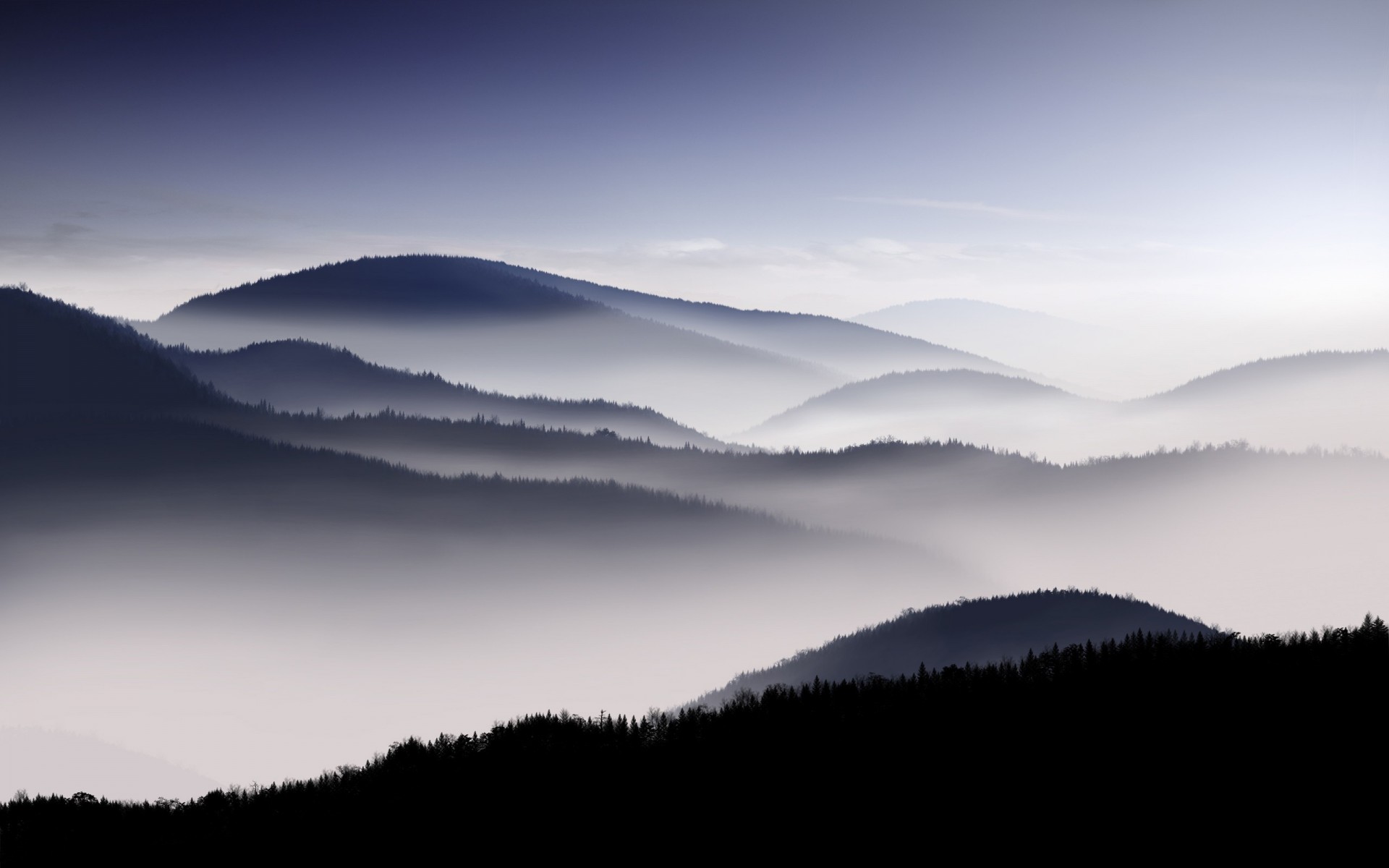 fog mountain sky morning