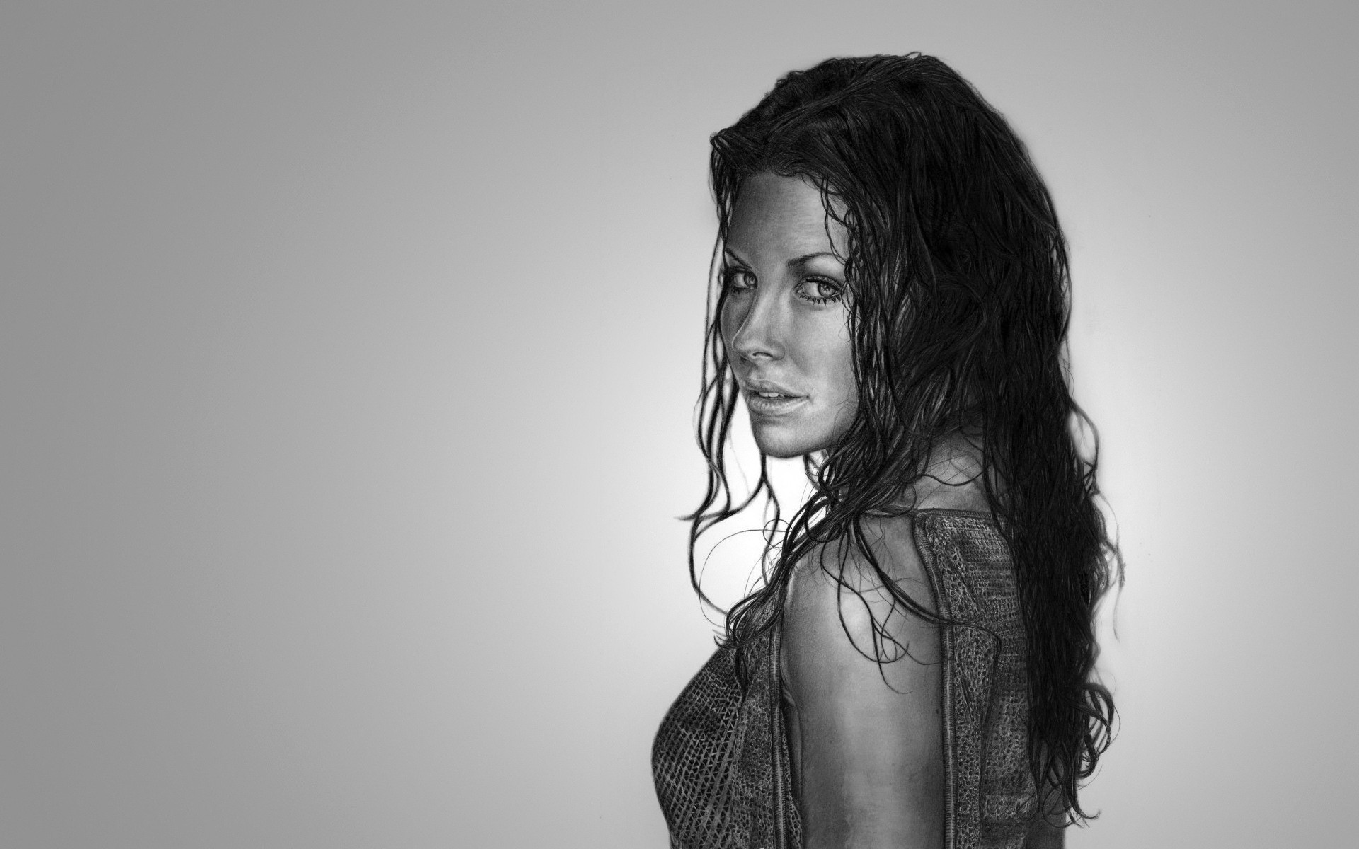 light background evangeline lilly girl wet hair